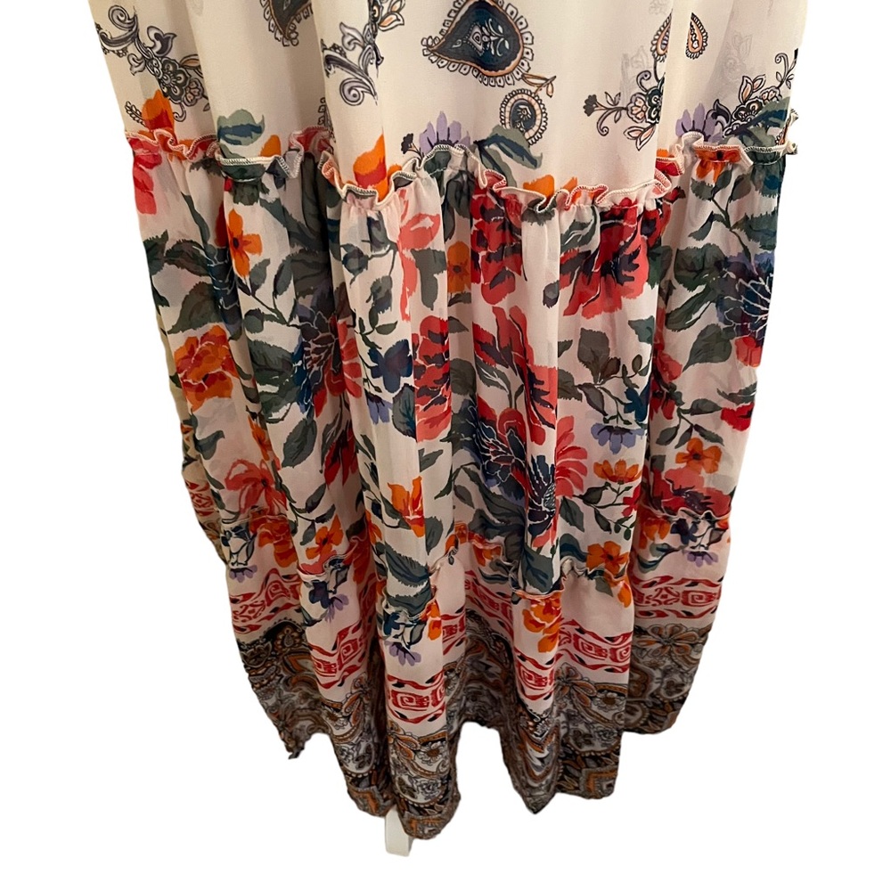 Fig & Flower Floral Block Print Vero Off the Shoulder Smocked Waist Maxi Dress - Picture 4 of 15